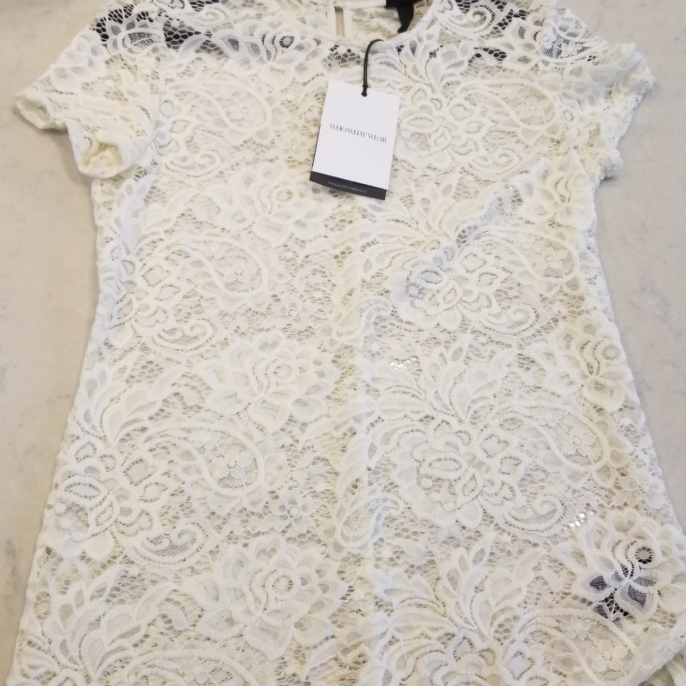 Who What Wear Lace Cream Blouse Size Small